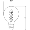 Mexen Vintis LED крушка филамент спирала E27, G80, 8W, Топло - 2700K, 650 lm, кехлибар