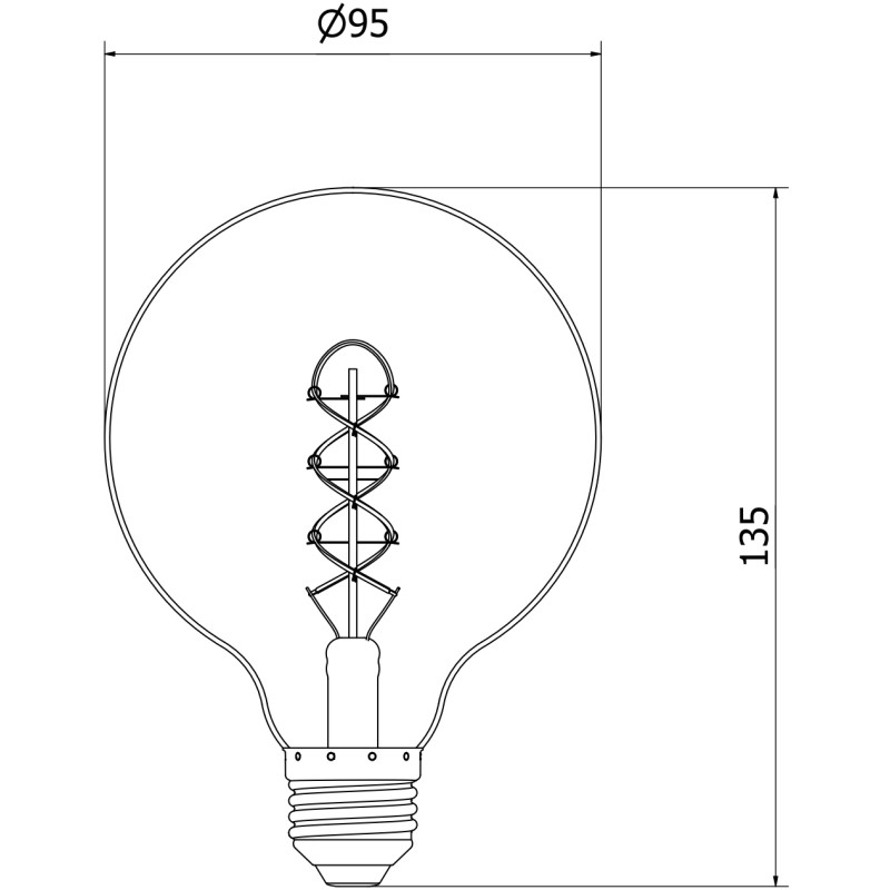 Mexen Vintis LED крушка спирала, Е27, G95, 4W, Топла светлина - 2200K, 360 lm, кехлибарен
