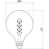 Mexen Vintis LED спирална крушка с нажежаема жичка E27, G95, 4W, Топло - 2200K, 220 lm,