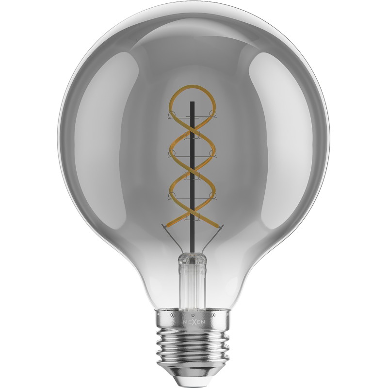 Mexen Vintis LED спирална нажежаема жичка E27, G95, 8W, Топла - 2200K, 450 lm, опушен
