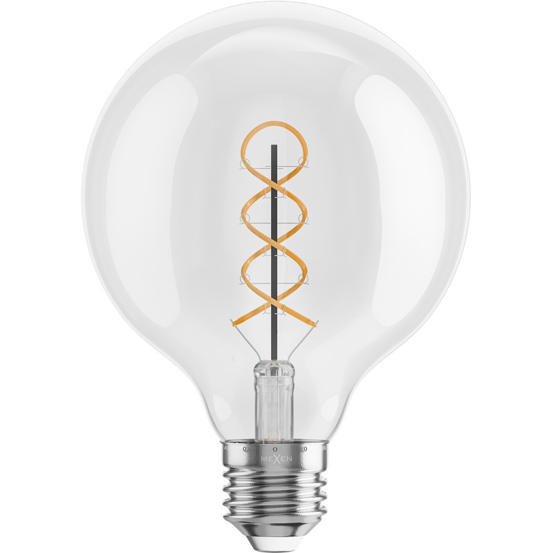 Mexen Vintis LED спираловидна нишка, E27, G95, 6W, Топла - 2700K, 630 lm, прозрачна