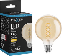 Mexen Vintis Крушка с нажежаема спирала LED E27, G95, 6W, Топла - 2700K, 530 lm, кехлибар