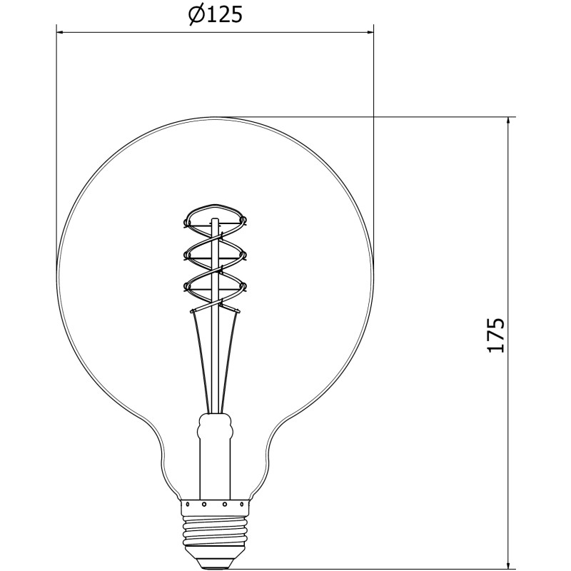Mexen Vintis LED крушка с филаментна спирала E27, G125, 6W, Топло - 2200K, 350 lm, пушек