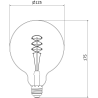 Mexen Vintis LED спираловидна нажежаема жичка E27, G125, 8W, Топло - 2200K, 600 lm,