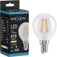 Mexen Vintis LED филаментна крушка E14, G45, 4W, Топло - 2700K, 470 lm, прозрачна