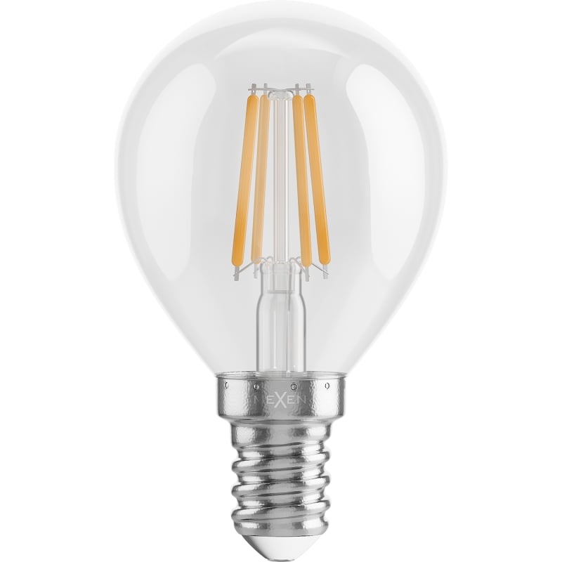 Mexen Vintis LED филаментна крушка E14, G45, 4W, Топло - 2700K, 470 lm, прозрачна