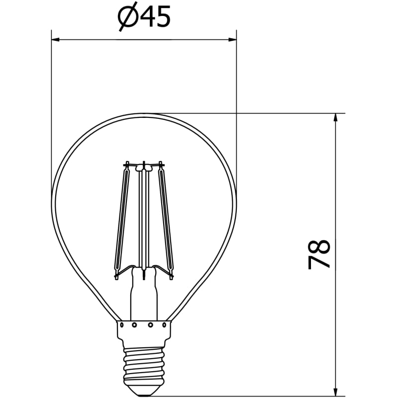 Mexen Vintis LED филаментна крушка E14, G45, 4W, Топло - 2700K, 470 lm, прозрачна