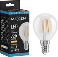 Mexen Vintis LED филaментовa крушка E14, G45, 6W, Топла - 2700K, 720 lm, прозрачна