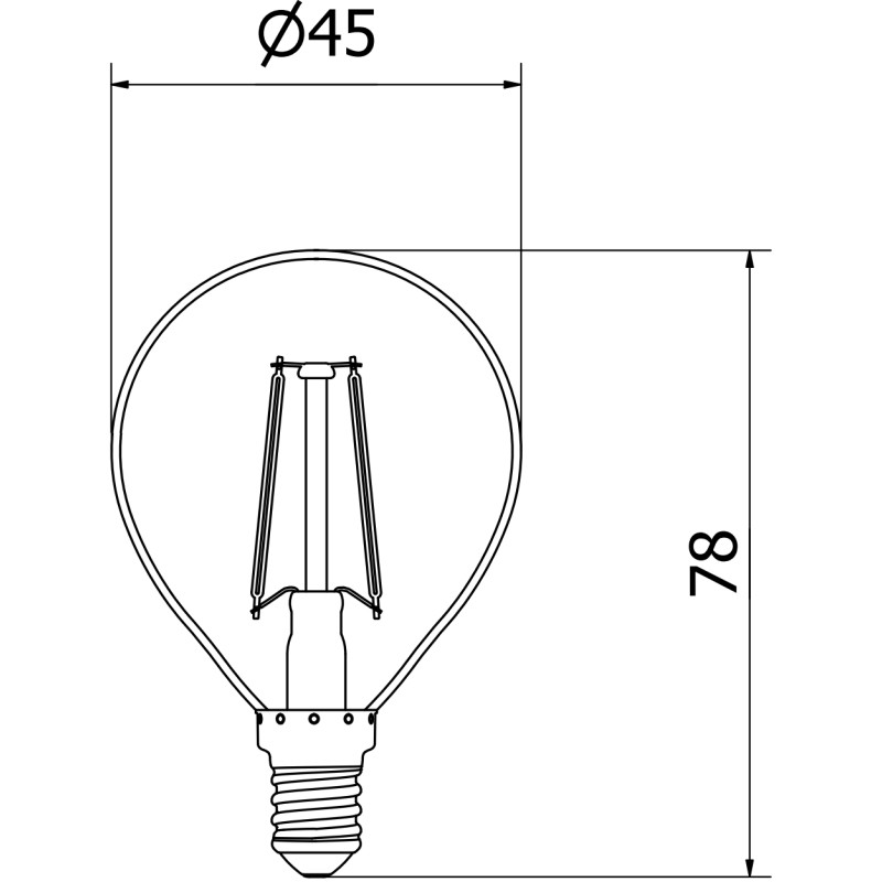 Mexen Vintis Филаментна LED крушка E14, G45, 2W, Неутрална - 4000K, 240 lm, прозрачна