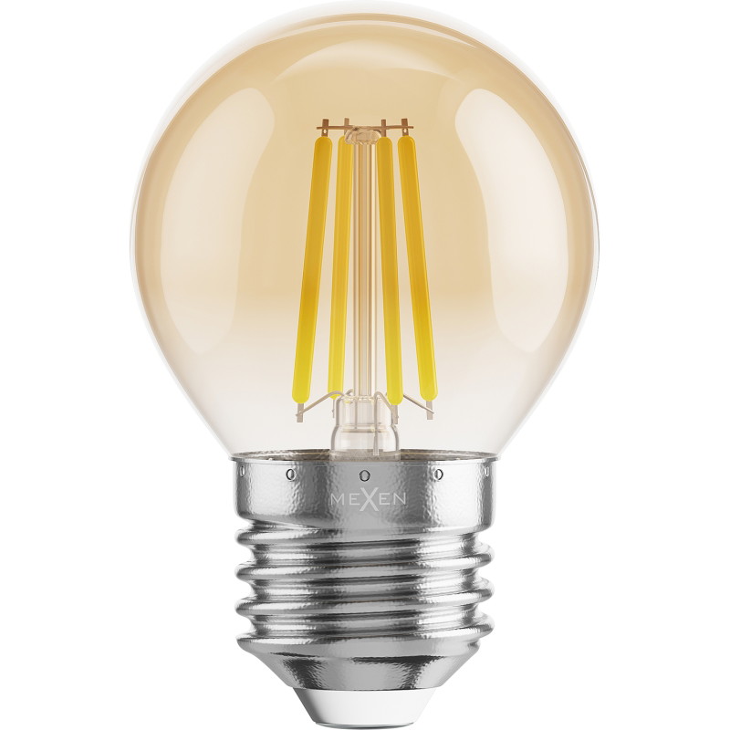 Mexen Vintis LED филамент крушка E27, G45, 4W, Топла - 2200K, 400 lm, кехлибарен - L156-E27-0422-50