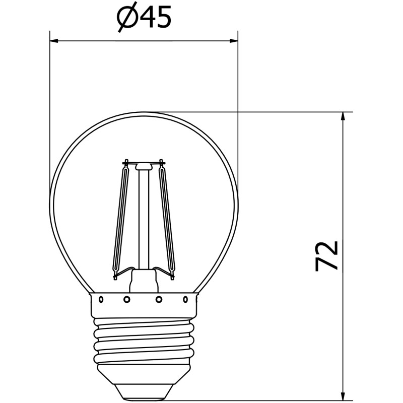 Mexen Vintis LED филамент крушка E27, G45, 2W, Неутрална - 4000K, 240 lm, ясна - L156-E14-0227-00