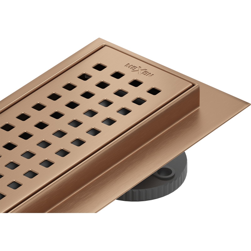 Mexen Flat 360° M08 въртящ се линеен сифон 100 см, четкана мед - 1C25100-40