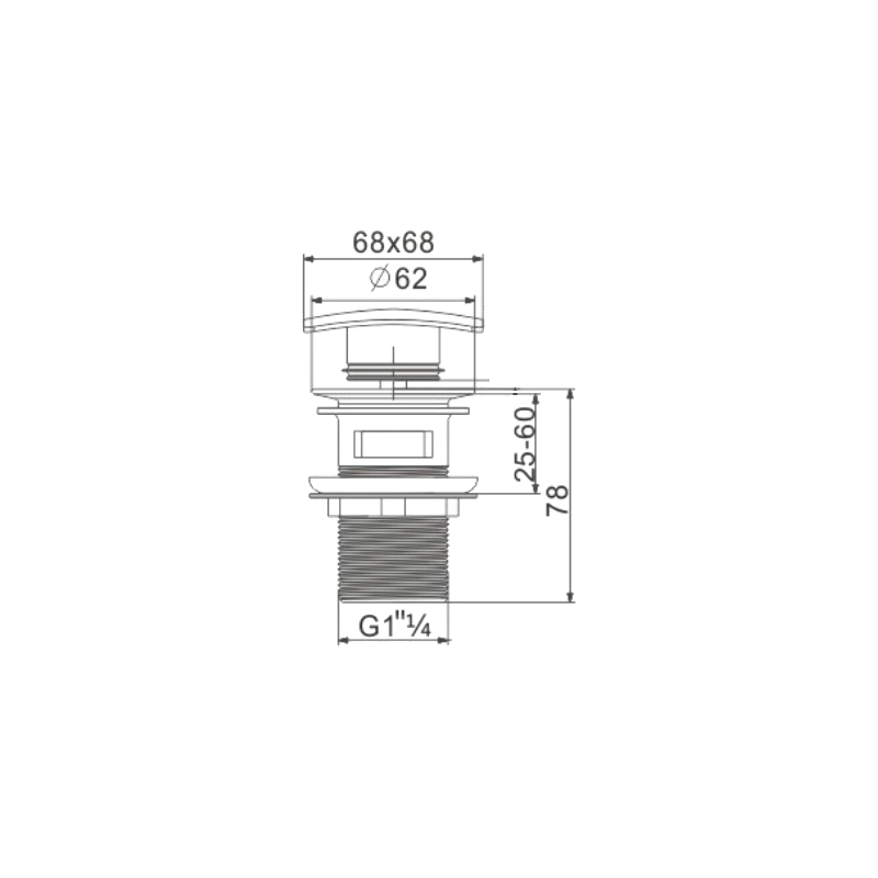 Mexen Квадратен клик-клак сифон с преливник, златен - 79926-50
