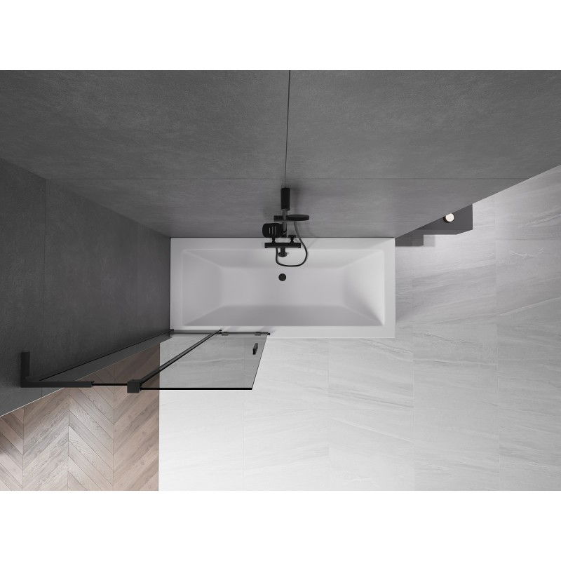 Mexen Velar L параван за вана 2-крилен плъзгащ се 85 x 150 cm, графит, черен - 896-085-003-41-70