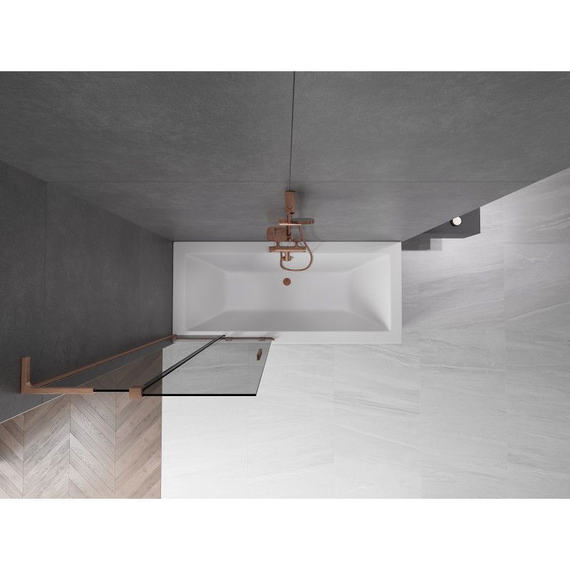 Mexen Velar L параван за вана, двукрилен, плъзгащ се 80 x 150 см, графит, четкана мед - 896-080-003-41-65