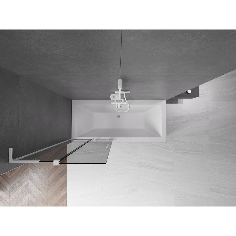 Mexen Velar L параван за вана с 2 крила, разтегателен 80 x 150 см, графит, бял - 896-080-003-41-20