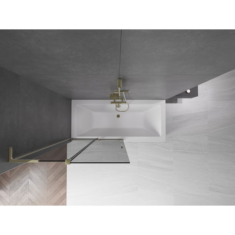 Mexen Velar L параван за вана с 2 плъзгащи се крила 100 x 150 см, графит, златен - 896-100-003-41-50