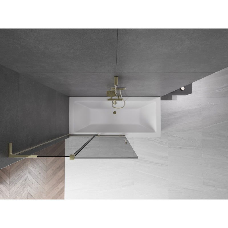 Mexen Velar L параван за вана, двукрилен, плъзгащ се, 110 x 150 cm, графит, златен - 896-110-003-41-50