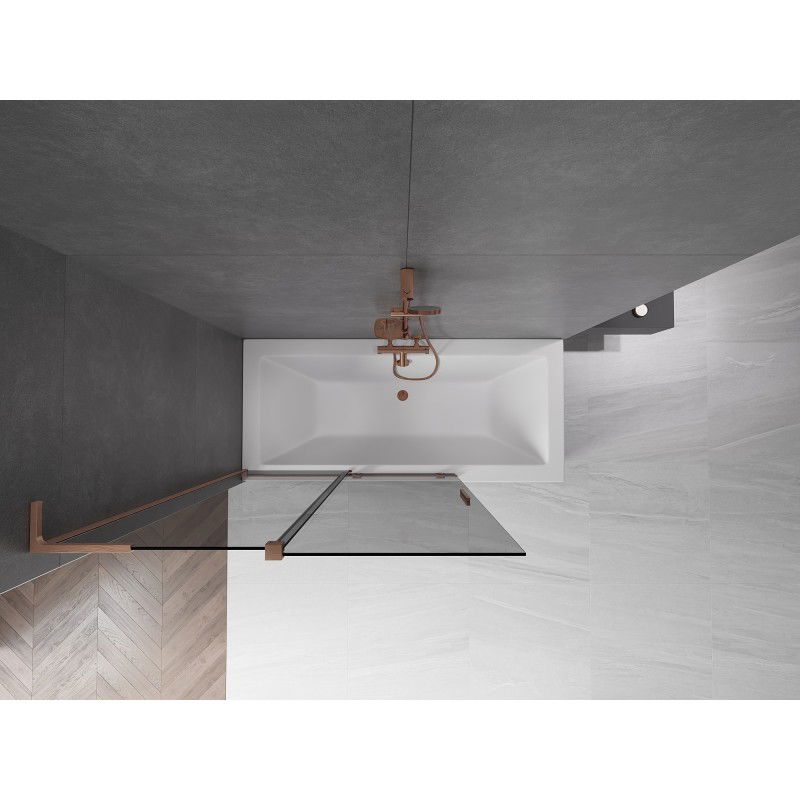 Mexen Velar L параван за вана 2-крилен плъзгащ 120 x 150 см, графит, четкана мед - 896-120-003-41-65