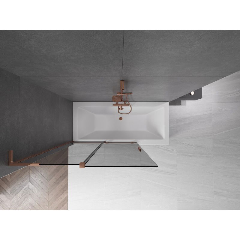 Mexen Velar L параван за вана, плъзгащ се с 2 крила 120 x 150 cm, графит, розово злато - 896-120-003-41-60