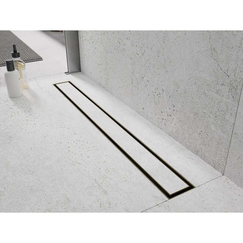 Mexen Flat 360° M13 въртящ се линеен сифон 2в1 50 см, златист мат - 1A10050-40