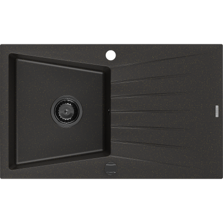 Mexen Cesar гранитна мивка с едно корито с отцедник 775 x 470 мм, черна/златен
