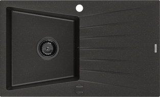 Mexen Cesar гранитна мивка с едно корито с отцедник 775 x 470 мм, черна/златен