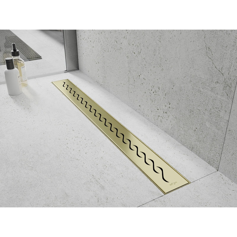 Mexen Flat 360° M18 въртящ се линеен отточник 50 см, златист четкан - 1A23050-40