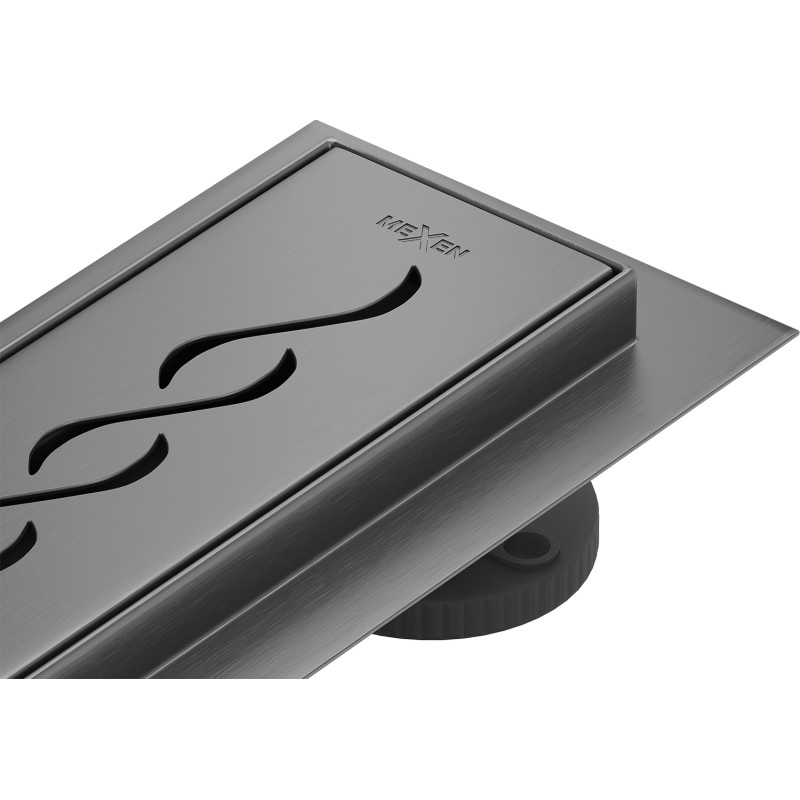 Mexen Flat 360° M18 ъглов линеен сифон 90 см, четка gun gray - 1E23090-40