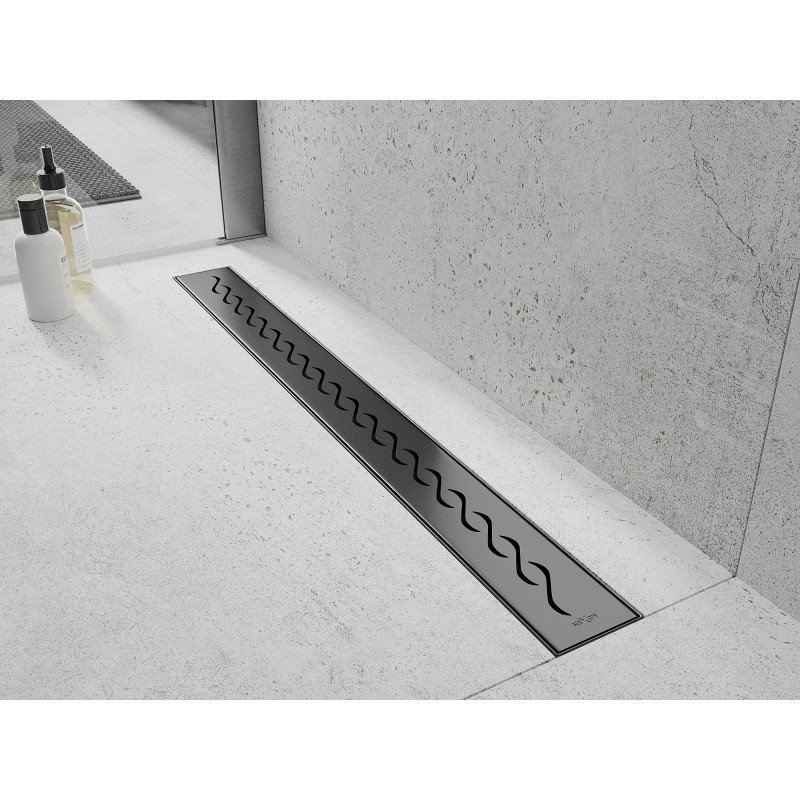 Mexen Flat 360° M18 ъглов линеен сифон 90 см, четка gun gray - 1E23090-40