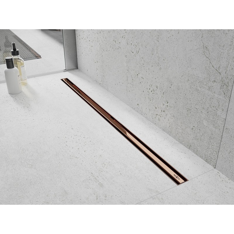 Mexen Flat 360° Slim линеен въртящ се сифон 80 см, розово злато - 1641080
