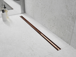 Mexen Flat 360° Slim линеен въртящ се сифон 80 см, розово злато - 1641080