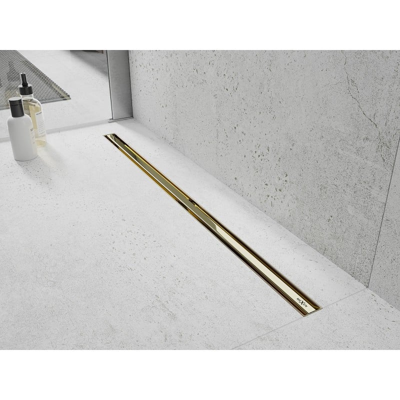 Mexen Flat 360° Slim линеен въртящ се отлив 130 см, златен - 1541130