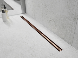 Mexen Flat 360° Slim линеен въртящ се сифон 50 см, розово злато - 1641050