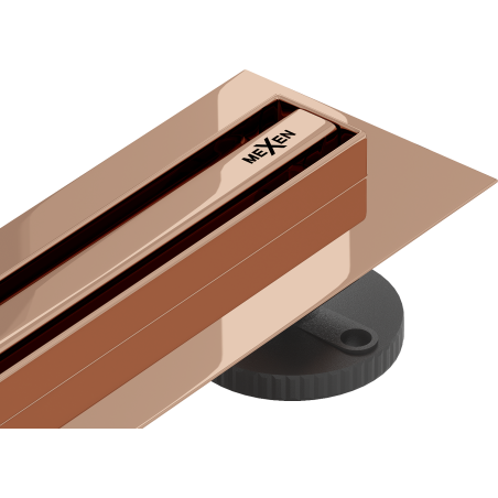 Mexen Flat 360° Slim линеен въртящ се сифон 130 см, розово злато - 1641130