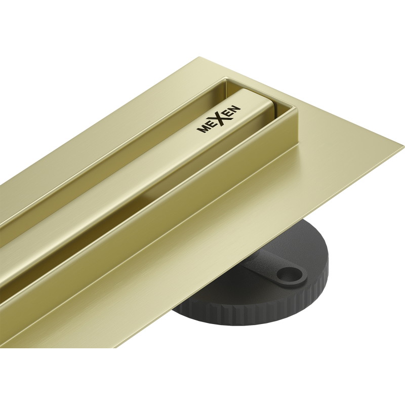Mexen Flat 360° Slim линеен въртящ се сифон 120 см, златист мат - 1A41120