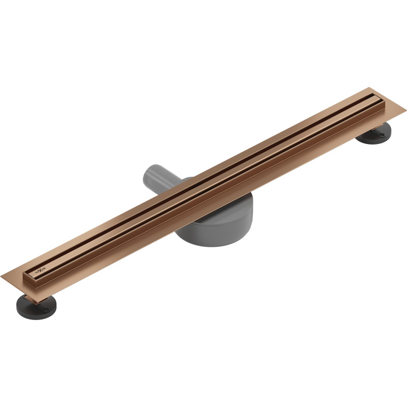 Mexen Flat 360° Slim въртящ се линеен сифон 50 см, четкана мед - 1C41050