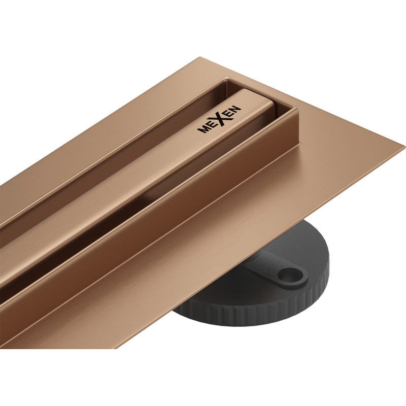 Mexen Flat 360° Slim линеен въртящ се сифон 80 см, четкан мед - 1C41080