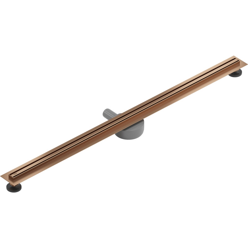 Mexen Flat 360° Slim линеен въртящ се сифон 120 см, четкана мед - 1C41120