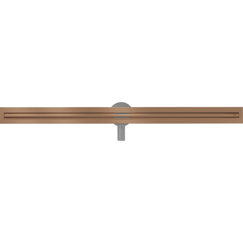 Mexen Flat 360° Slim линеен въртящ се сифон 120 см, четкана мед - 1C41120