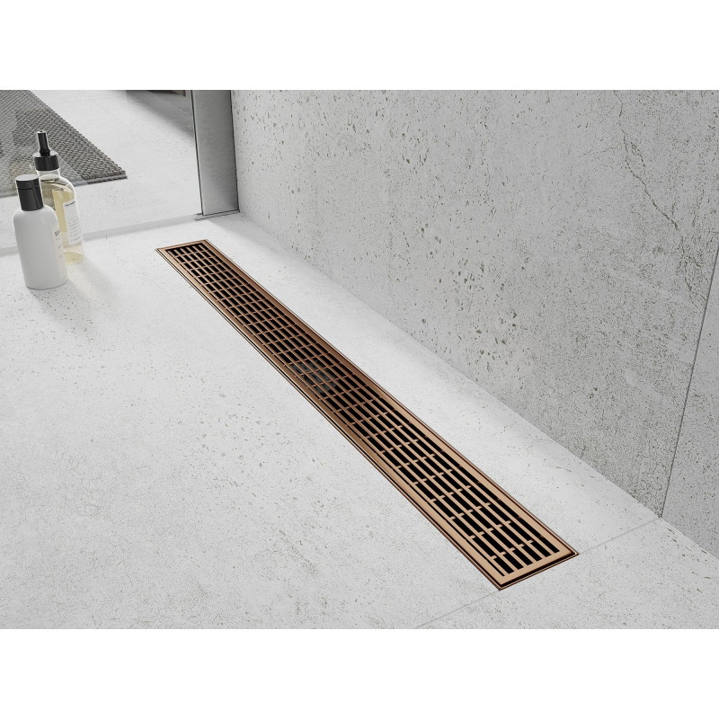 Mexen Flat 360° M33 въртящ се линеен сифон 100 см, четкана мед - 1C33100-40