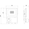 Mexen Luxpro LED прожектор със сензор за движение, 20W, неутрална - 4000K, 1800 lm,