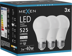 Mexen Nova 3х LED крушка E27, A60, 5W, Неутрална - 4000K, 525 lm - L100-E27-0540-01x03