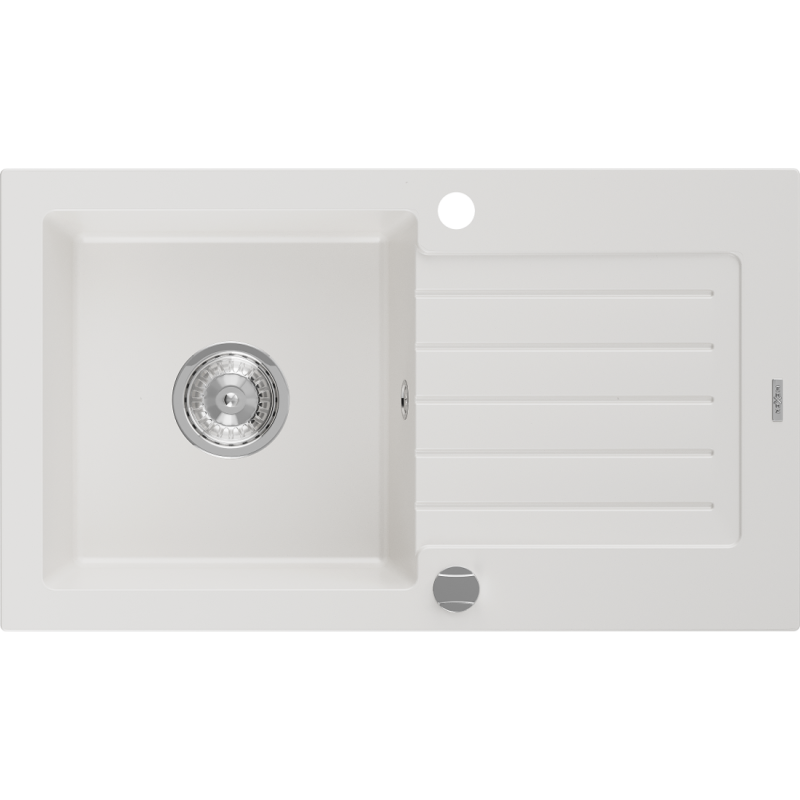 Mexen Pablo гранитна мивка с 1 отделение със сушилник 752 x 436 мм, бяла,