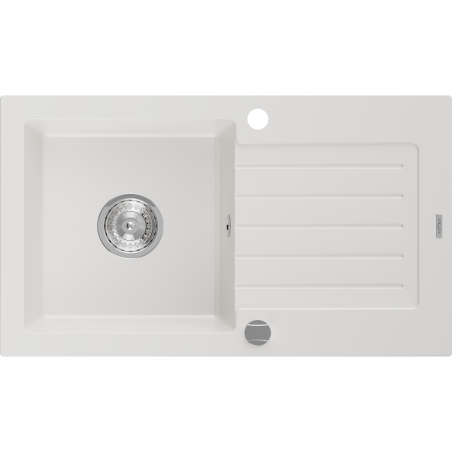 Mexen Pablo гранитна мивка с 1 отделение със сушилник 752 x 436 мм, бяла,