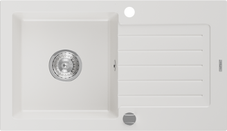 Mexen Pablo гранитна мивка с 1 отделение със сушилник 752 x 436 мм, бяла,