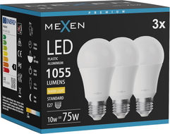 Mexen Nova 3x LED крушка E27, A60, 10W, Топла - 3000K, 1055 lm - L100-E27-1030-01x03