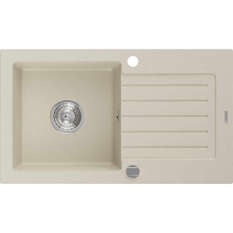 Mexen Pablo гранитна мивка с 1 гнездо и отцедник 752 x 436 мм, бежова, с хромиран