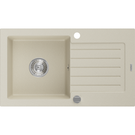 Mexen Pablo гранитна мивка с 1 гнездо и отцедник 752 x 436 мм, бежова, с хромиран