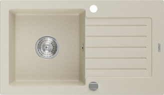 Mexen Pablo гранитна мивка с 1 гнездо и отцедник 752 x 436 мм, бежова, с хромиран